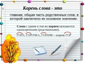 Рисует корень суффикс окончание